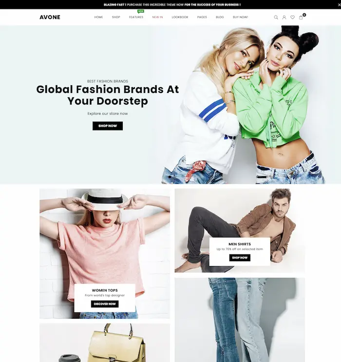 screenshot of an fashion ecommerce store